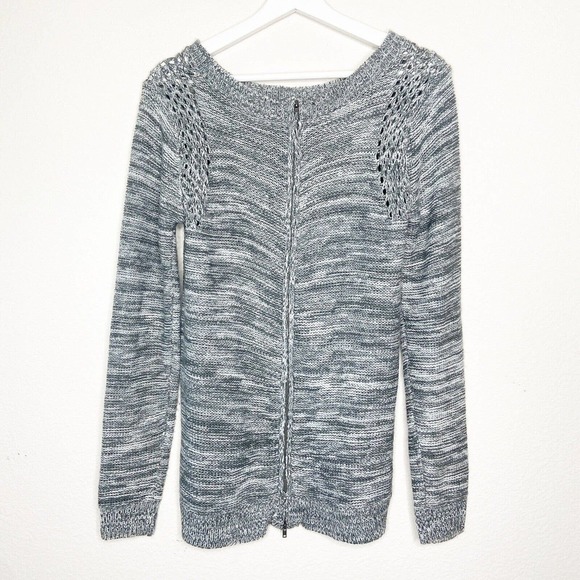 Altar'd State Gray Two Way Zip Back Mulit Knit Pattern Sweater Sz S - Picture 7 of 10